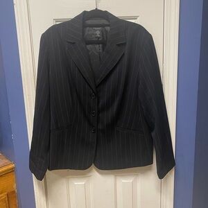 Rafaella Blazer Size 20W Gray Pin Striped Lined Button Front Business Career